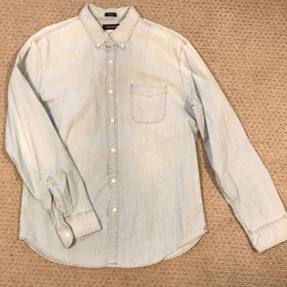 J Crew Light Denim Button Down Shirt Large